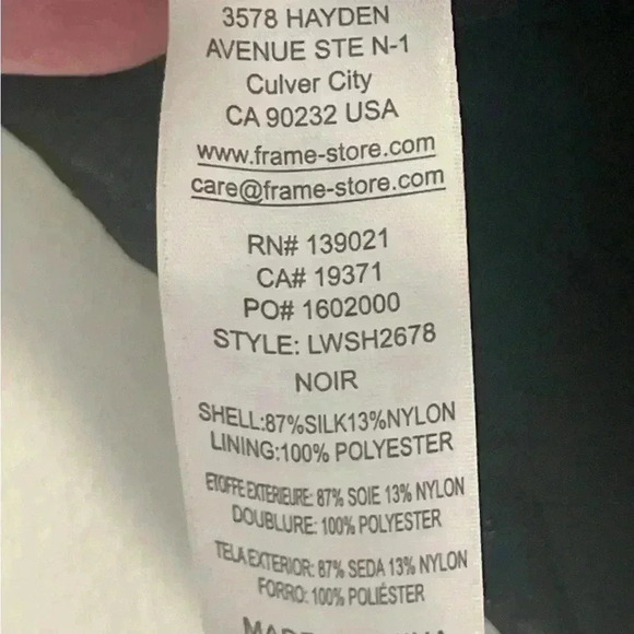 NWOT FRAME Ruched Sleeve Keyhole Top Metallic Silk Blend Black Size XS - Picture 9 of 12